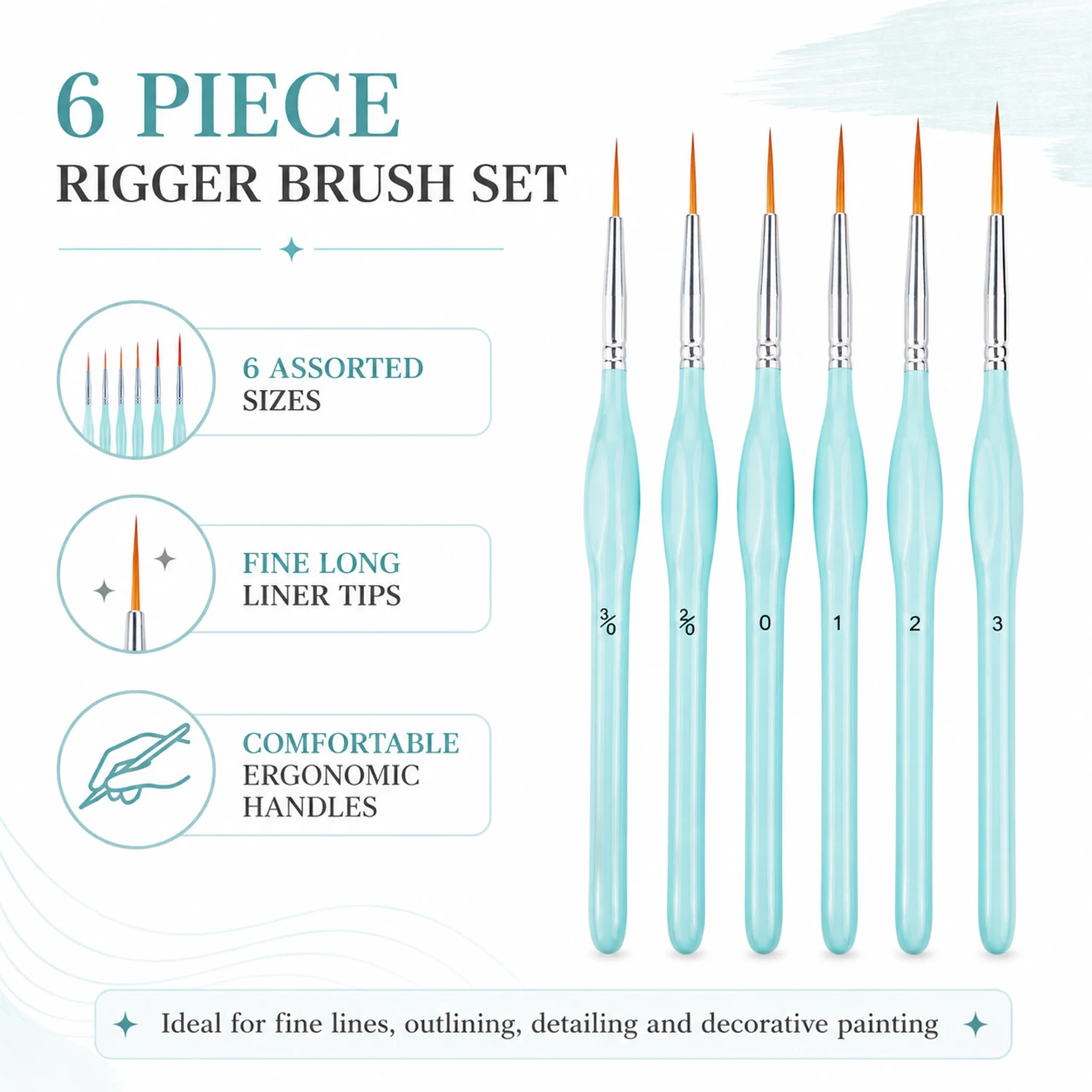 Paint Brush - 6 buah Set Kuas Lukis Rigger,